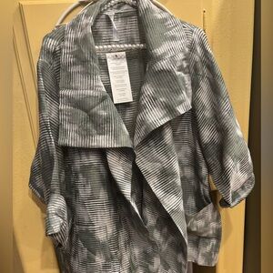 MarlaWynne Gray Striped Draped Open Jacket